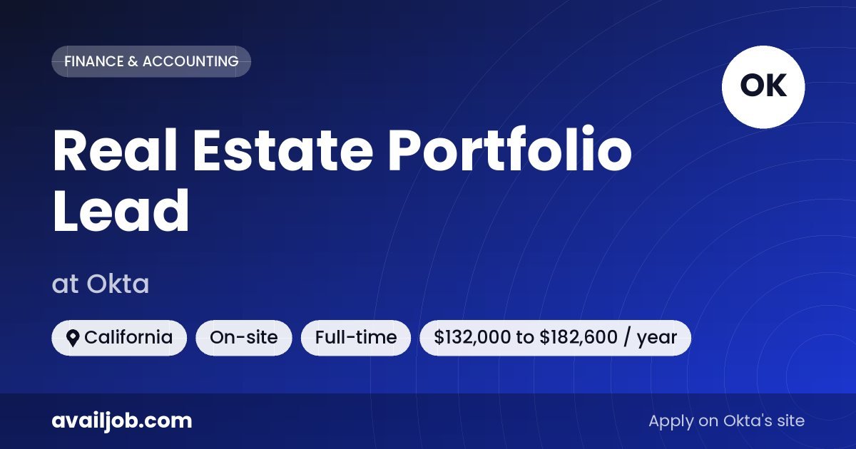 Real Estate Portfolio Lead job at Okta in California
