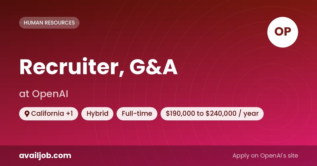 Recruiter, G&A job at OpenAI in California