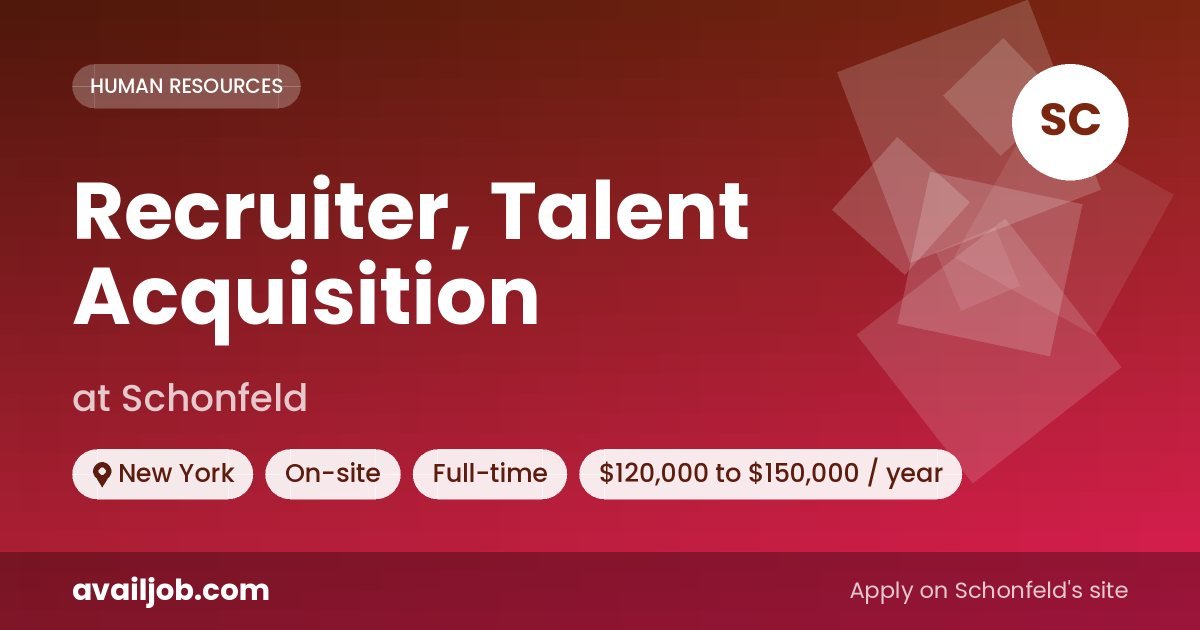 Recruiter, Talent Acquisition job at Schonfeld in New York