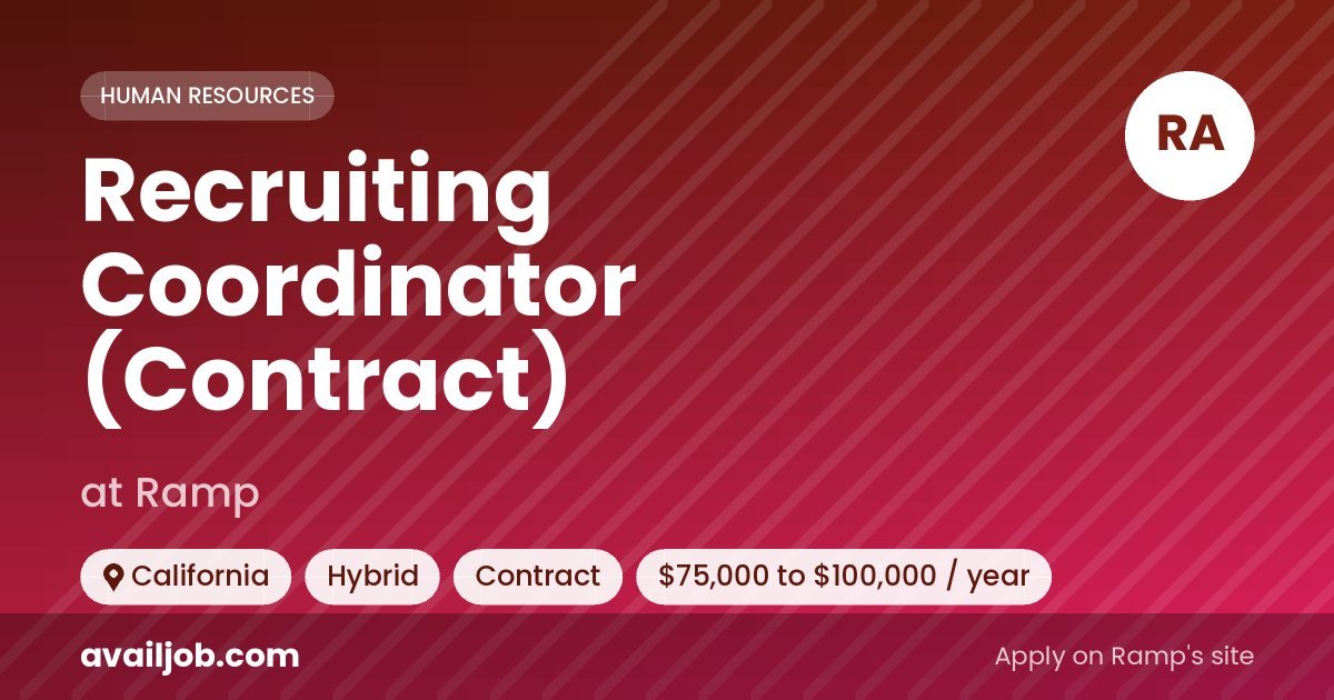 Recruiting Coordinator (Contract) job at Ramp in California