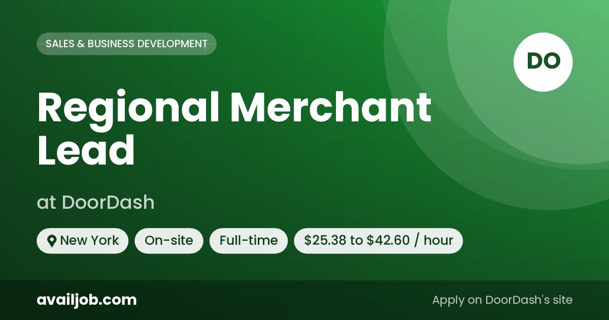 Regional Merchant Lead job at DoorDash in New York