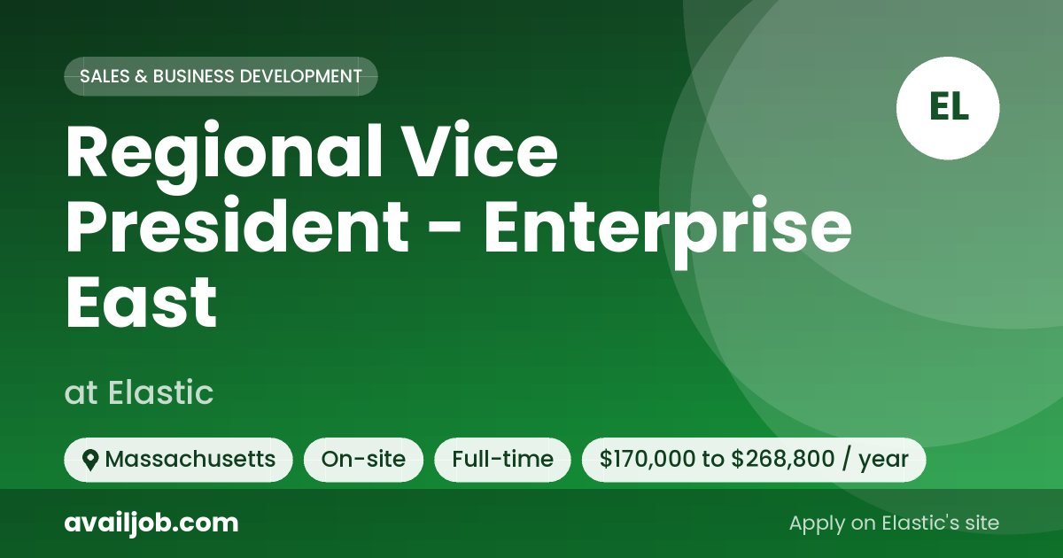 Regional Vice President - Enterprise East job at Elastic in Massachusetts