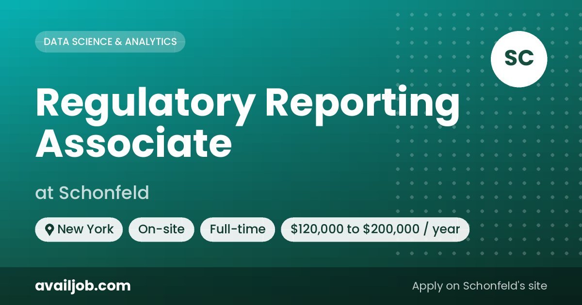 Regulatory Reporting Associate job at Schonfeld in New York
