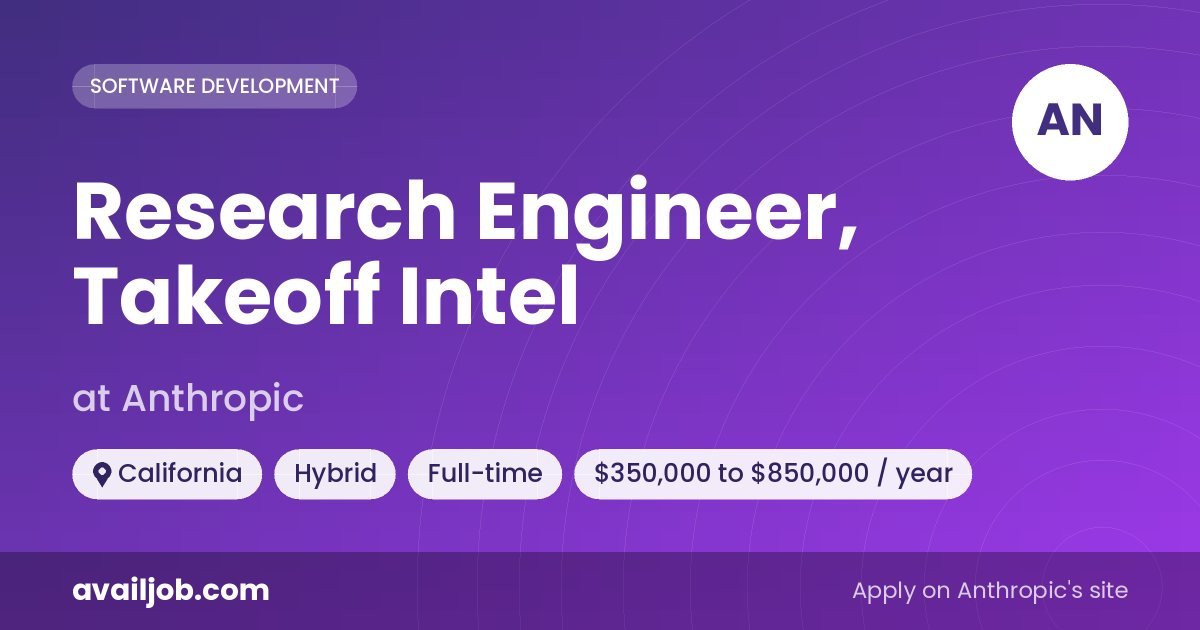 Research Engineer, Takeoff Intel job at Anthropic in California