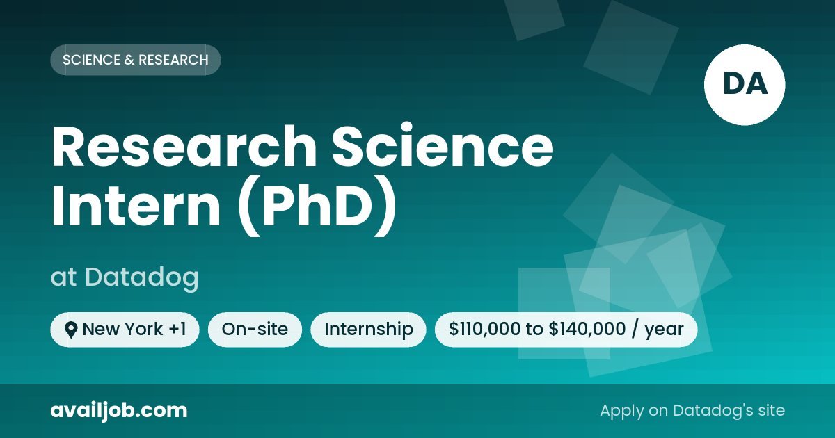Research Science Intern (PhD) job at Datadog in New York
