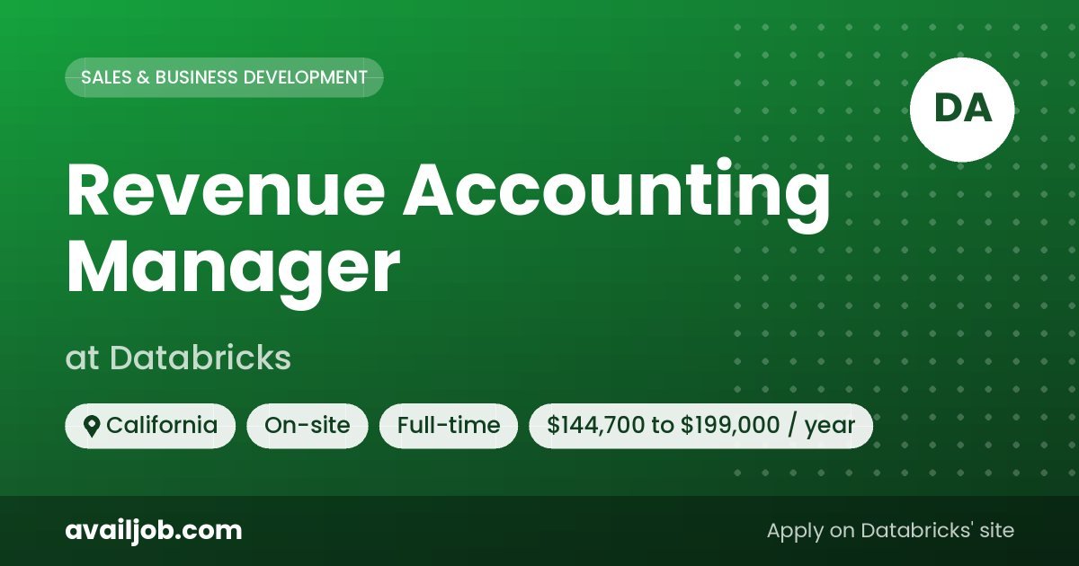 Revenue Accounting Manager job at Databricks in California