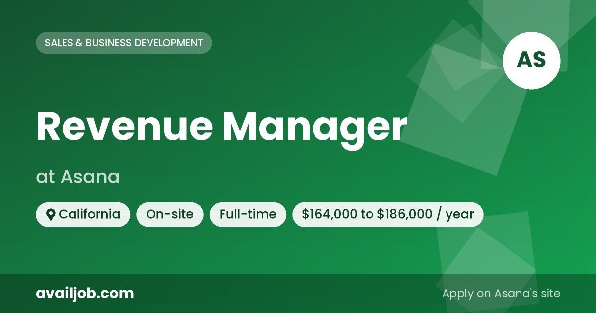 Revenue Manager job at Asana in California