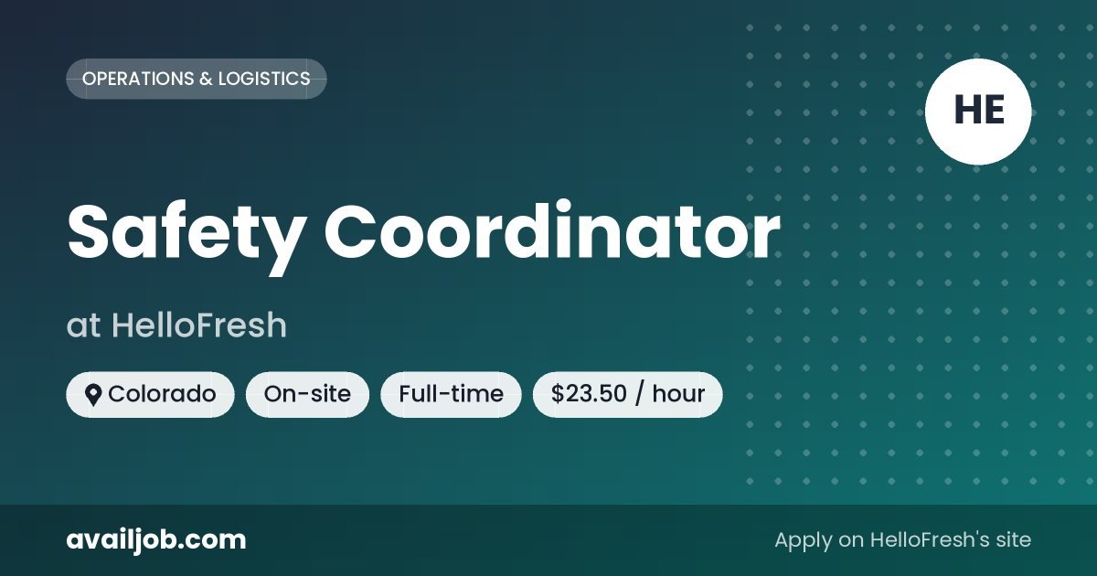 Safety Coordinator job at HelloFresh in Colorado