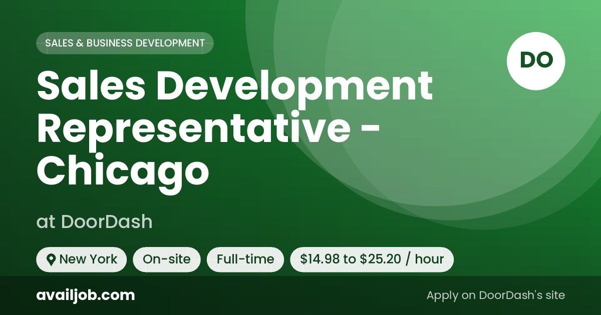 Sales Development Representative - Chicago job at DoorDash in New York