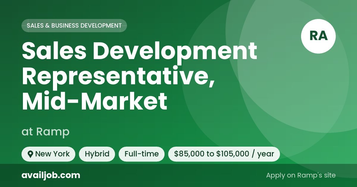 Sales Development Representative, Mid-Market job at Ramp in New York
