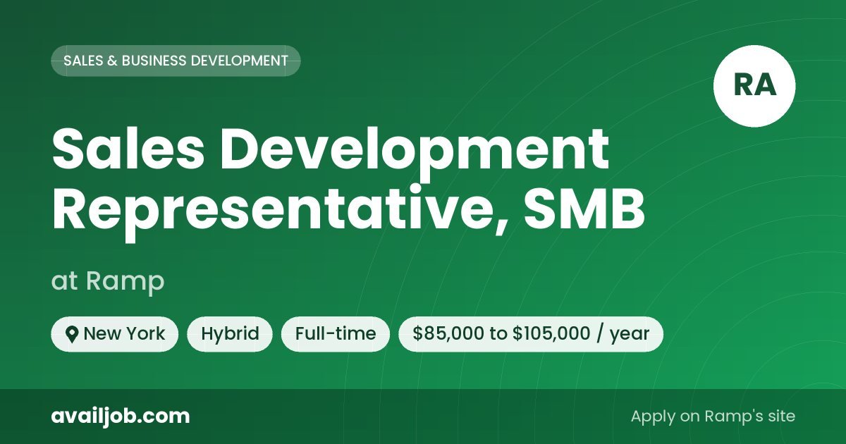 Sales Development Representative, SMB job at Ramp in New York