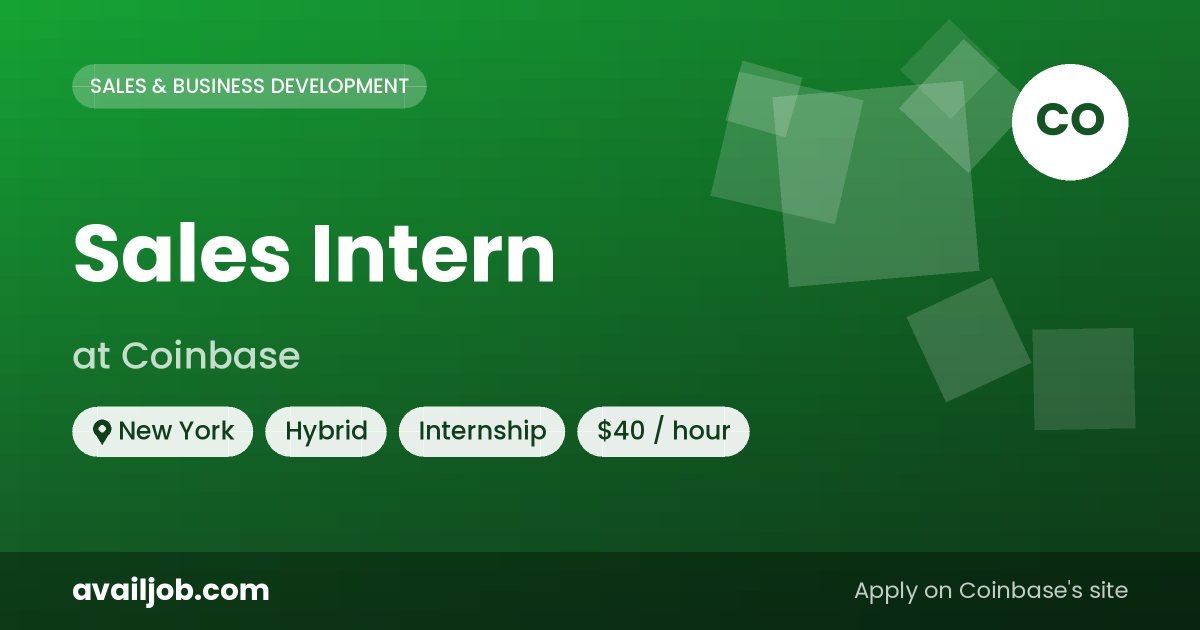 Sales Intern job at Coinbase in New York