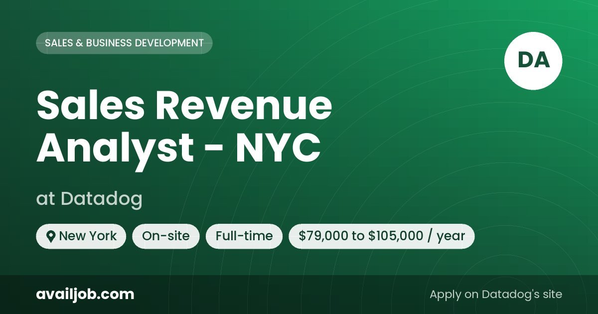 Sales Revenue Analyst - NYC job at Datadog in New York