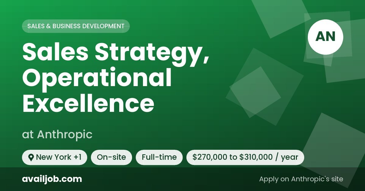 Sales Strategy, Operational Excellence job at Anthropic in New York