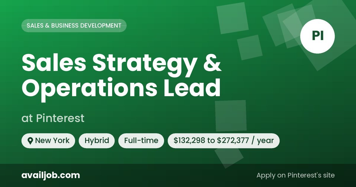 Sales Strategy & Operations Lead job at Pinterest in New York