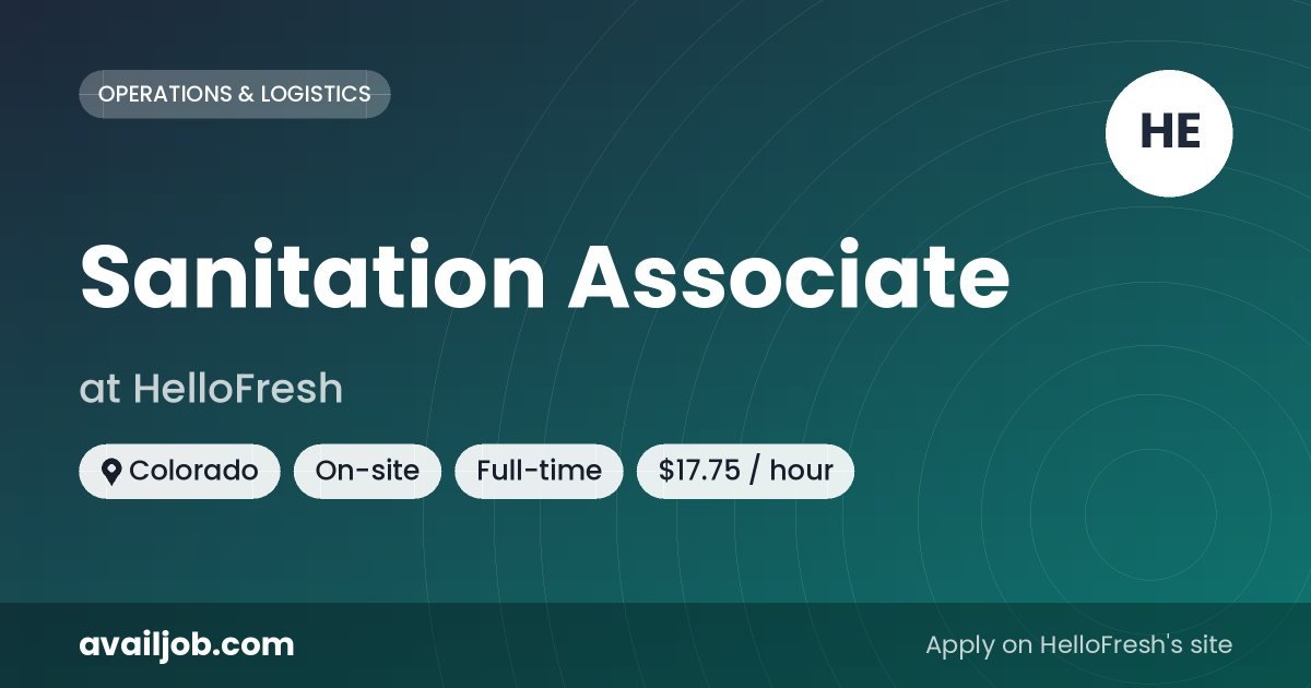 Sanitation Associate job at HelloFresh in Colorado