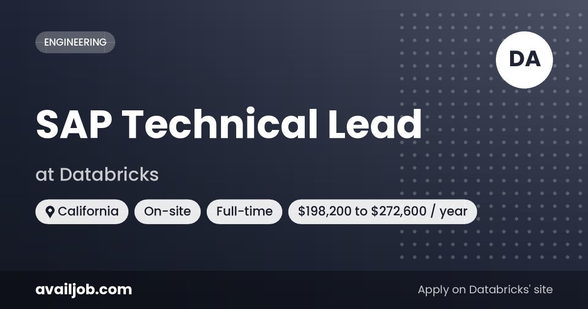 SAP Technical Lead job at Databricks in California