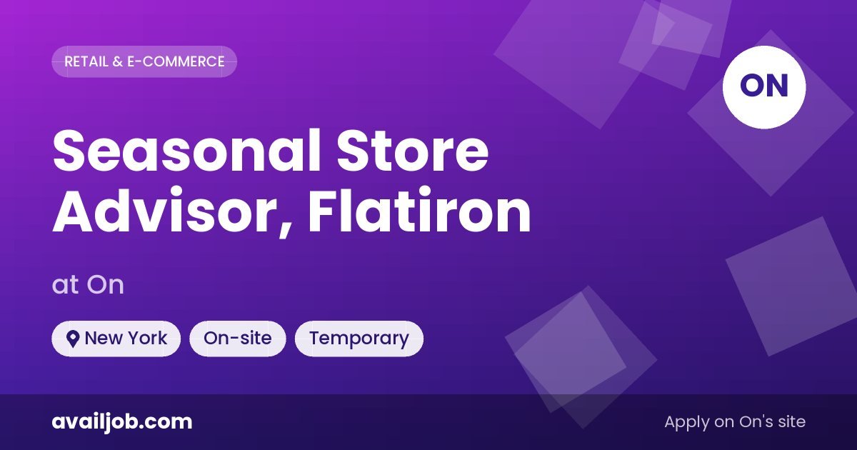 Seasonal Store Advisor, Flatiron job at On in New York