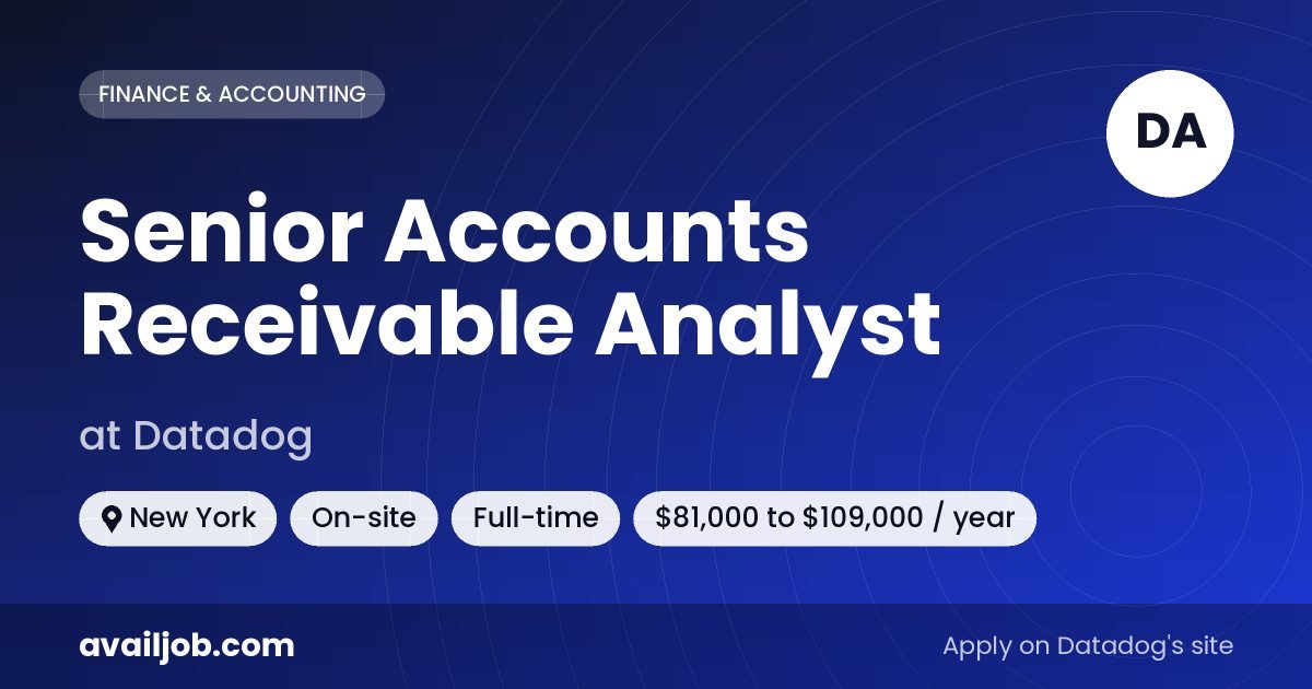 Senior Accounts Receivable Analyst job at Datadog in New York