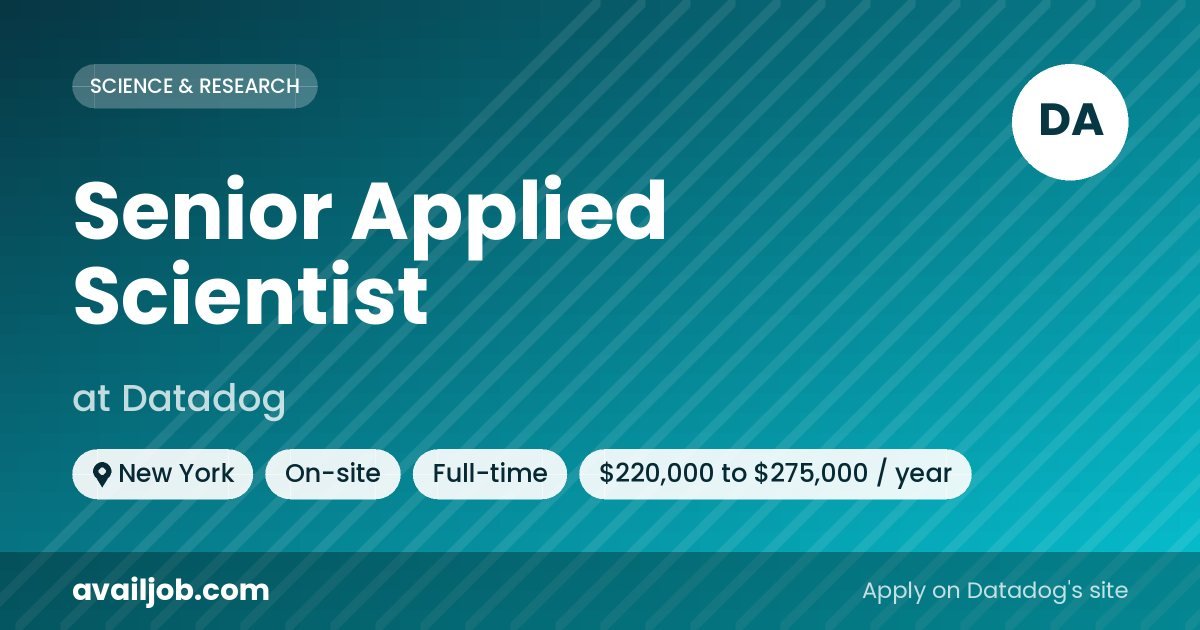 Senior Applied Scientist job at Datadog in New York