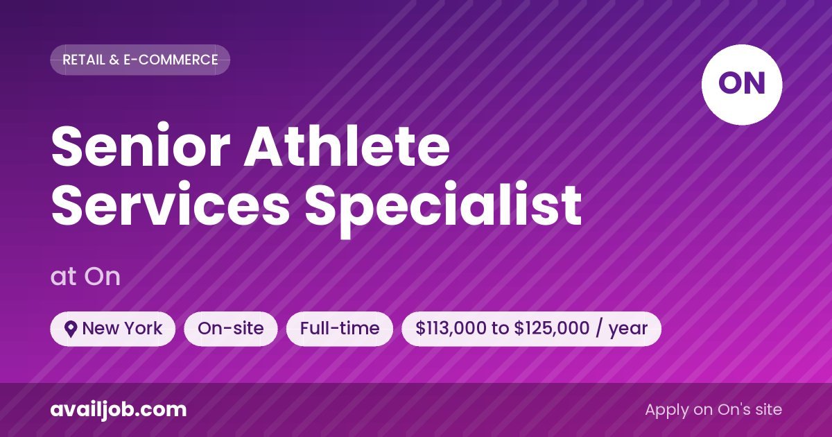 Senior Athlete Services Specialist job at On in New York