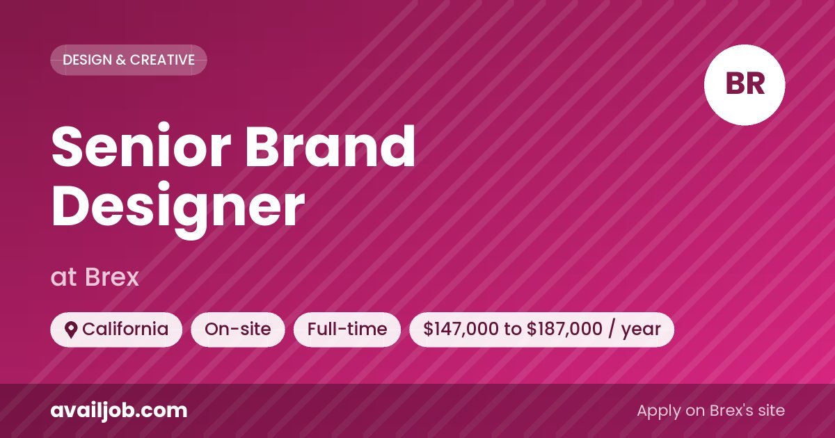 Senior Brand Designer job at Brex in California