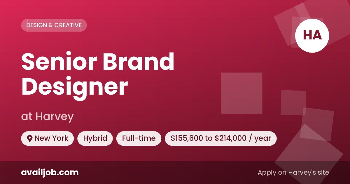 Senior Brand Designer job at Harvey in New York