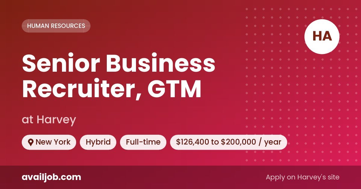 Senior Business Recruiter, GTM job at Harvey in New York