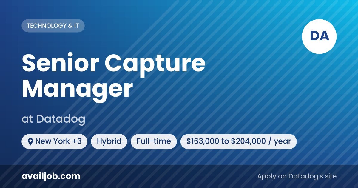 Senior Capture Manager job at Datadog in New York
