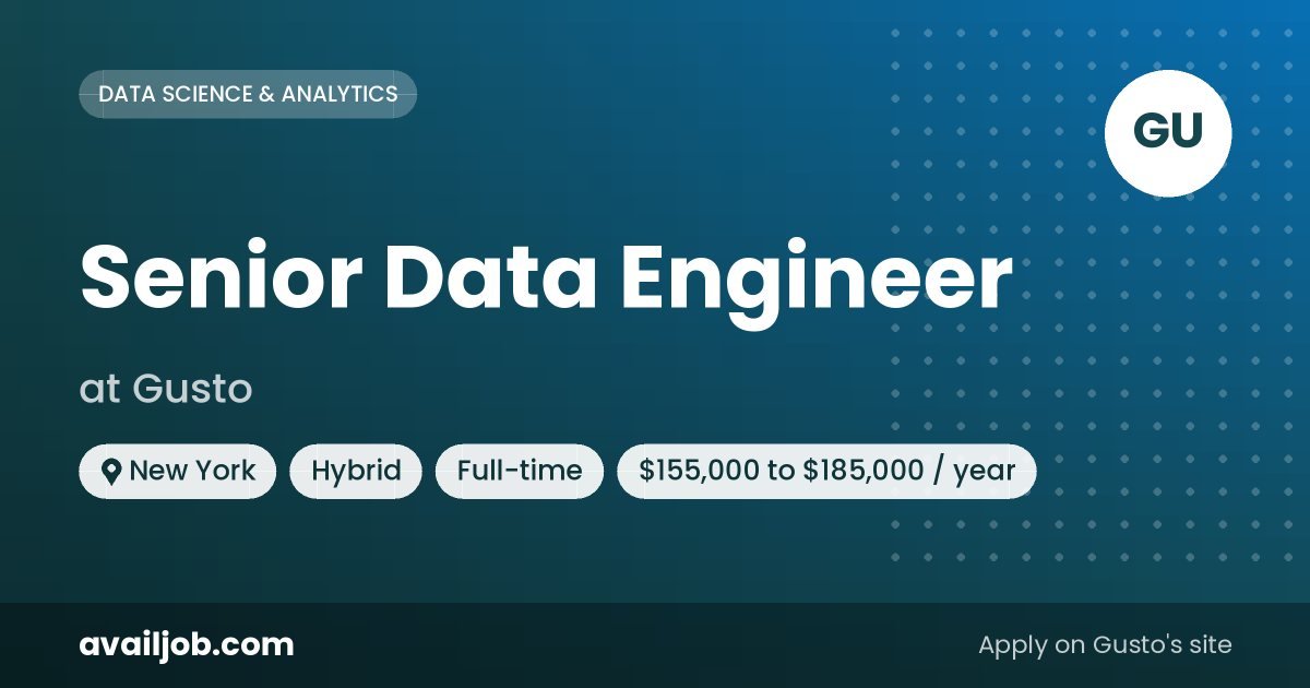 Senior Data Engineer job at Gusto in New York