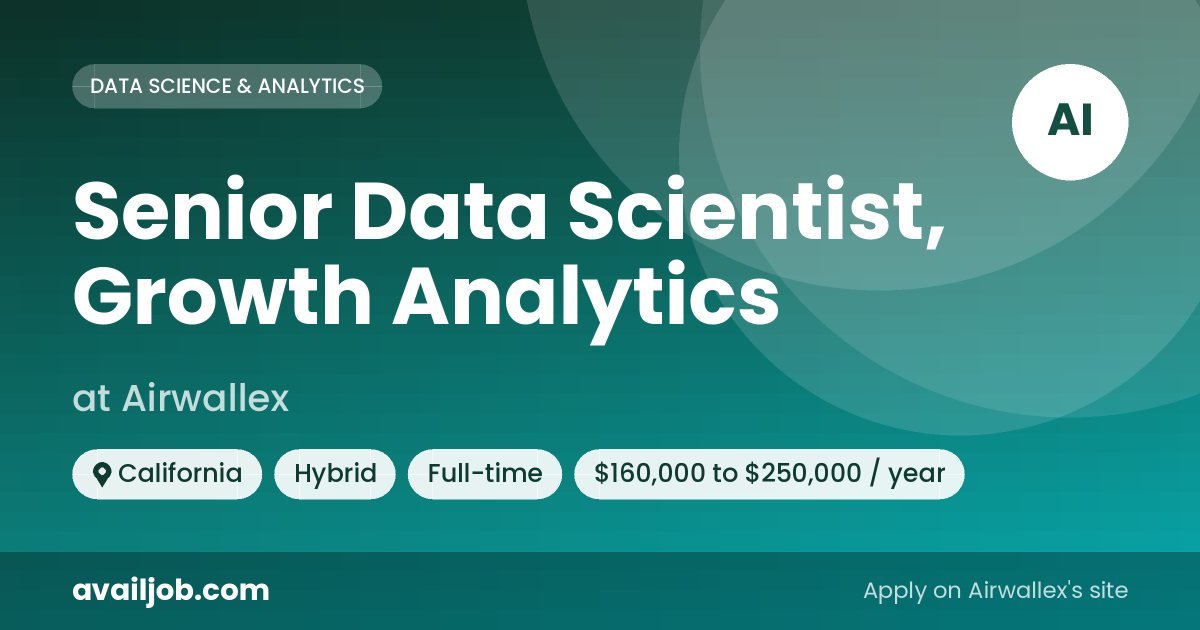 Senior Data Scientist, Growth Analytics job at Airwallex in California