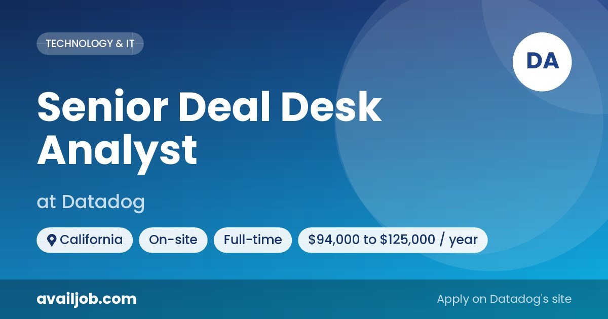 Senior Deal Desk Analyst job at Datadog in California