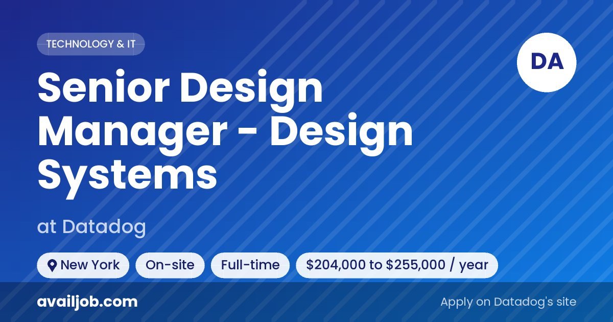 Senior Design Manager - Design Systems job at Datadog in New York