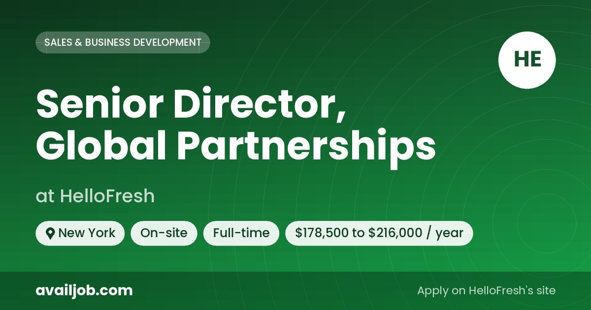 Senior Director, Global Partnerships job at HelloFresh in New York