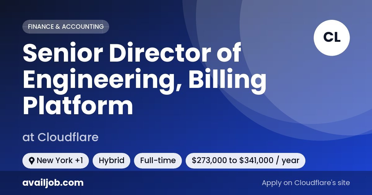 Senior Director of Engineering, Billing Platform job at Cloudflare in New York