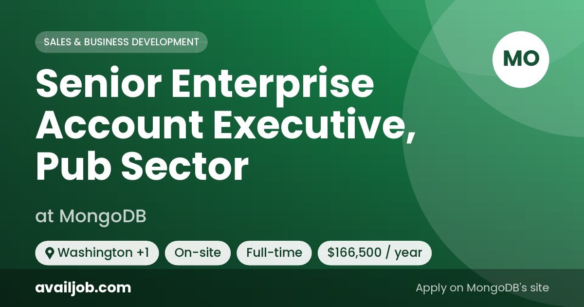 Senior Enterprise Account Executive, Pub Sector job at MongoDB in Washington