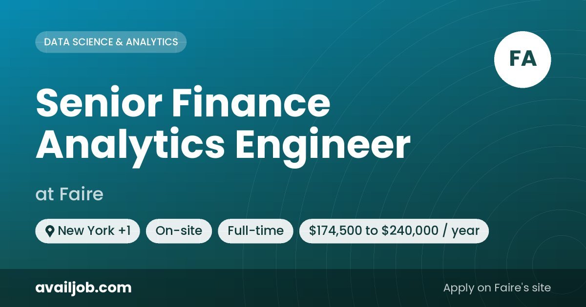 Senior Finance Analytics Engineer job at Faire in New York