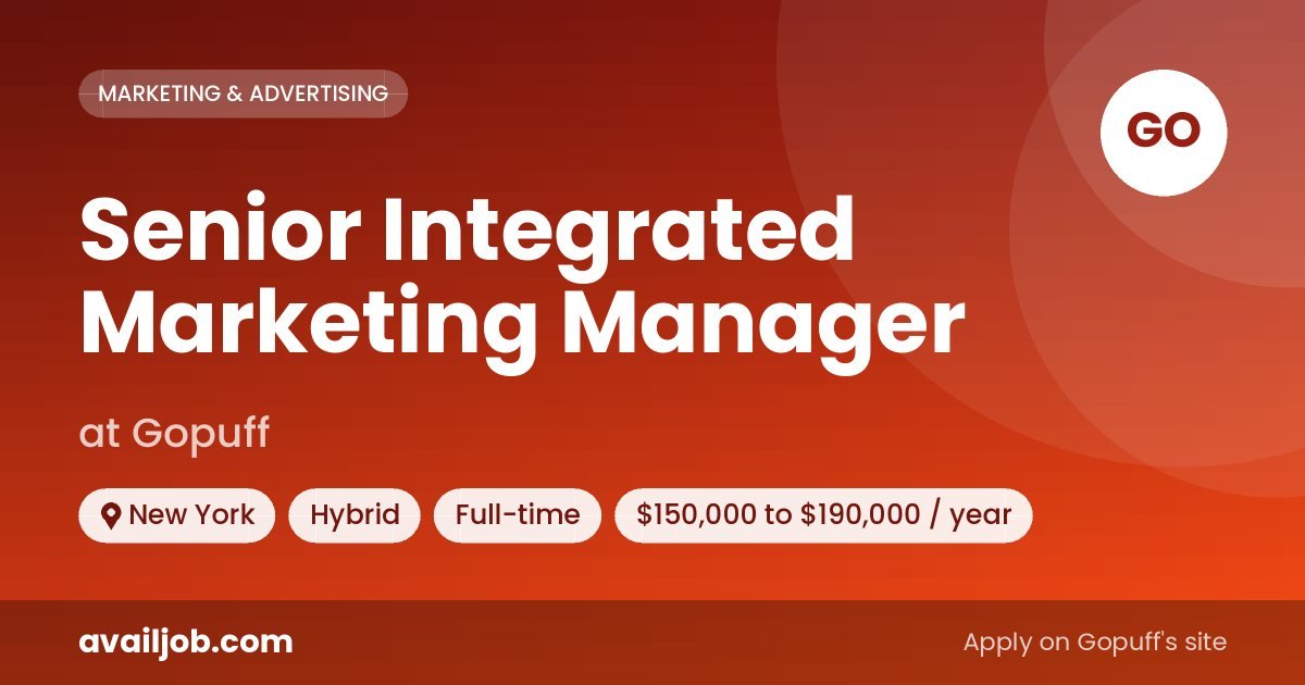 Senior Integrated Marketing Manager job at Gopuff in New York