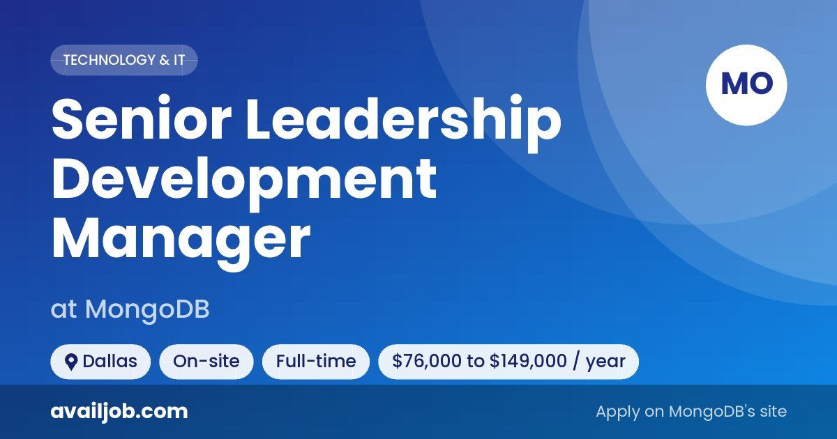 Senior Leadership Development Manager job at MongoDB in Dallas