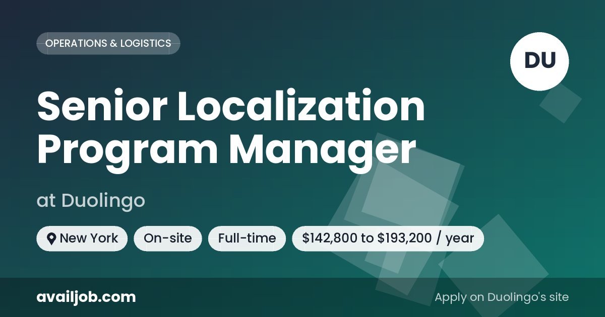 Senior Localization Program Manager job at Duolingo in New York