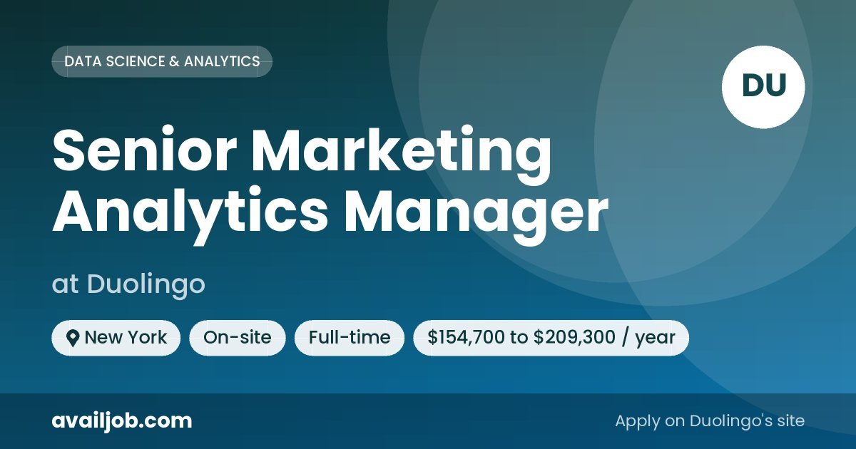 Senior Marketing Analytics Manager job at Duolingo in New York