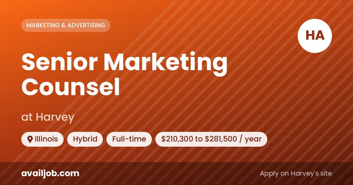 Senior Marketing Counsel job at Harvey in Illinois