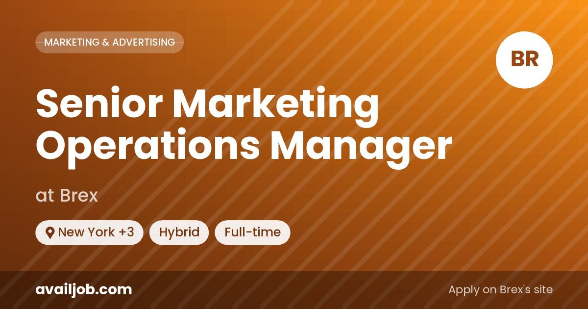 Senior Marketing Operations Manager job at Brex in New York