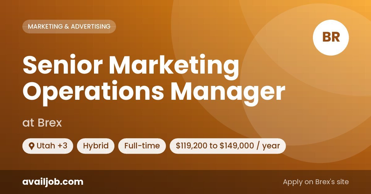 Senior Marketing Operations Manager job at Brex in Utah