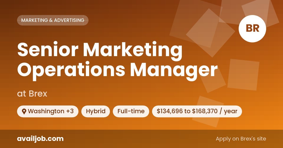 Senior Marketing Operations Manager job at Brex in Washington