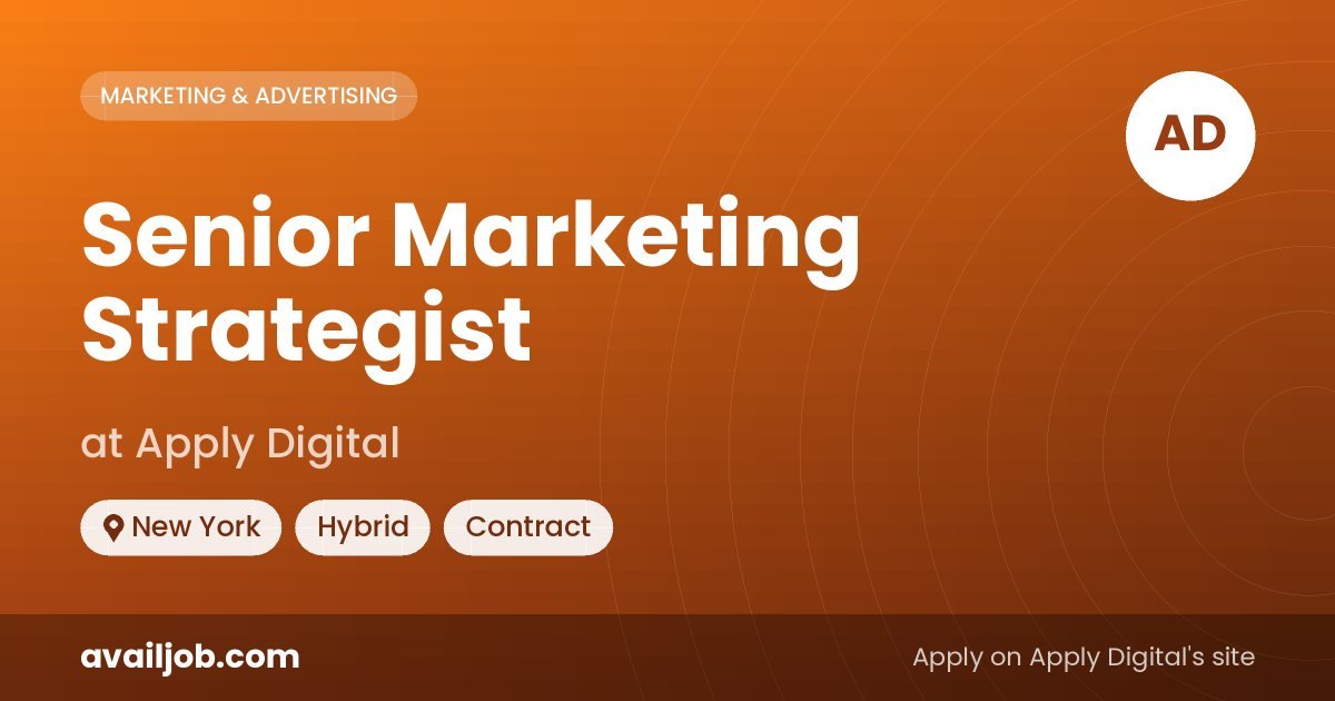 Senior Marketing Strategist job at Apply Digital in New York