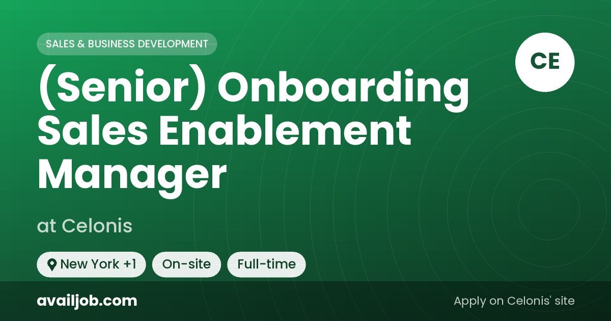 (Senior) Onboarding Sales Enablement Manager job at Celonis in New York