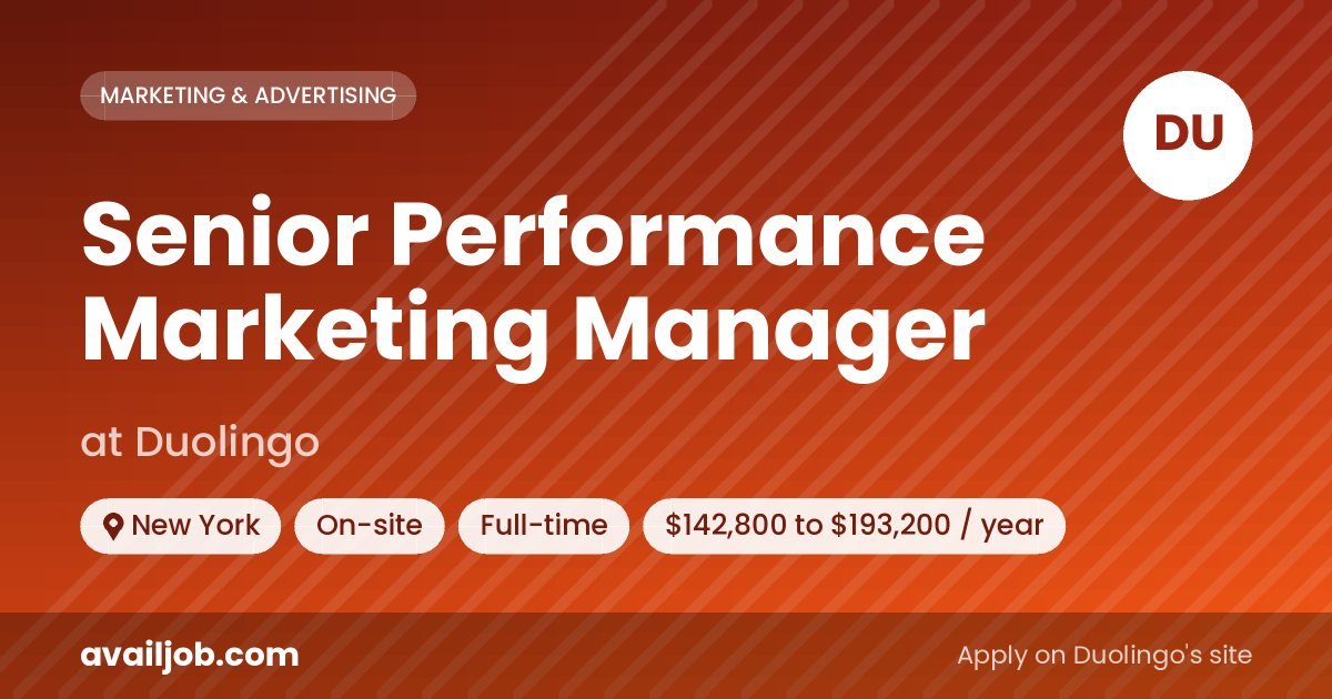 Senior Performance Marketing Manager job at Duolingo in New York