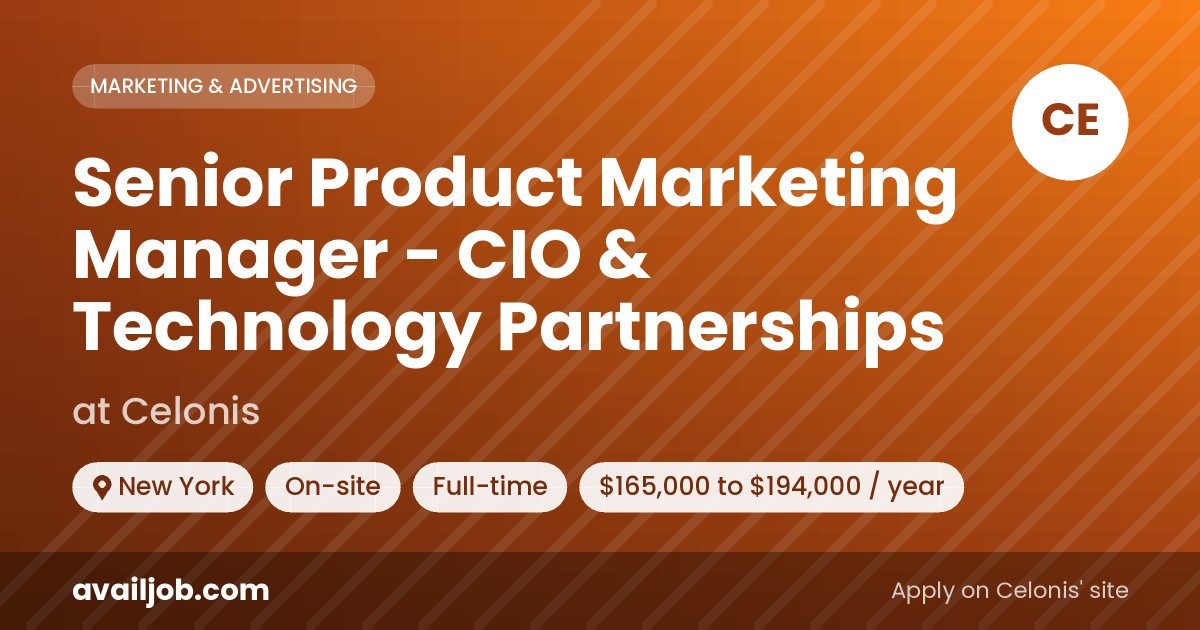 Senior Product Marketing Manager - CIO & Technology Partnerships job at Celonis in New York