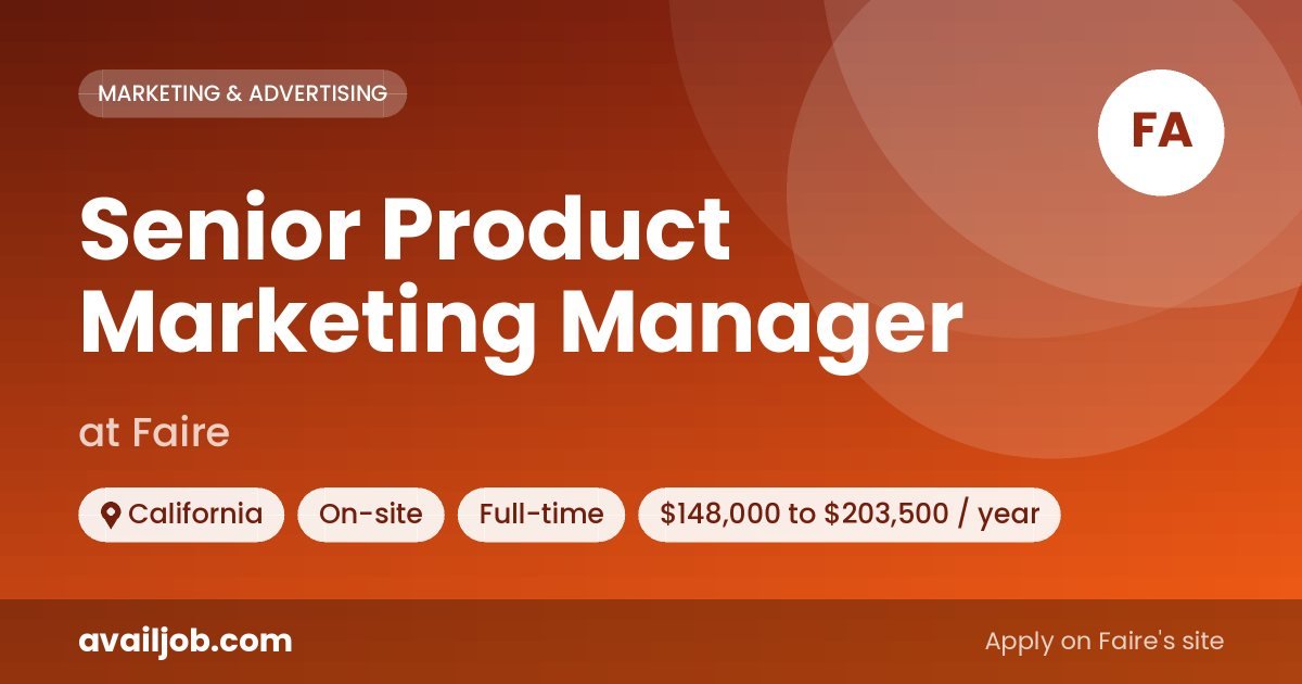 Senior Product Marketing Manager job at Faire in California